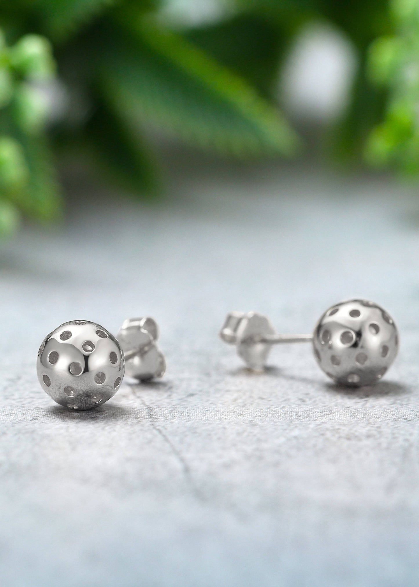 Pickleball Ball Stud Earrings SIlver