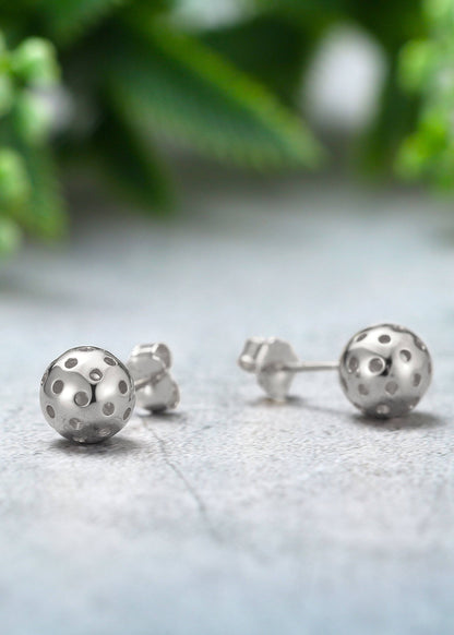 Pickleball Ball Stud Earrings SIlver