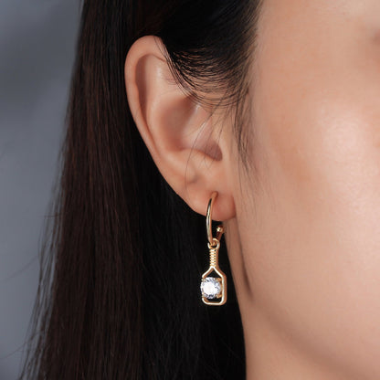 Pickleball Sparkle Paddle Hoop Earrings Gold