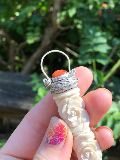 Carved Antler And Sunstone Pendant