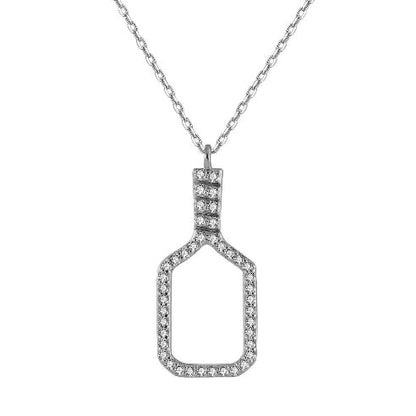 Pickleball Belle Volley FINE Necklace Solid 14k White Gold with Diamonds