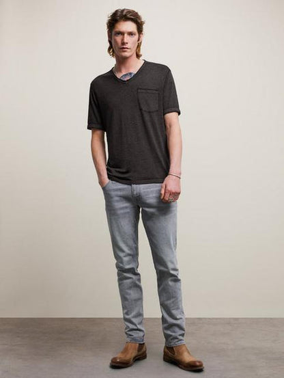 John Varvatos Davis Burnout V-Neck with Chest Pocket