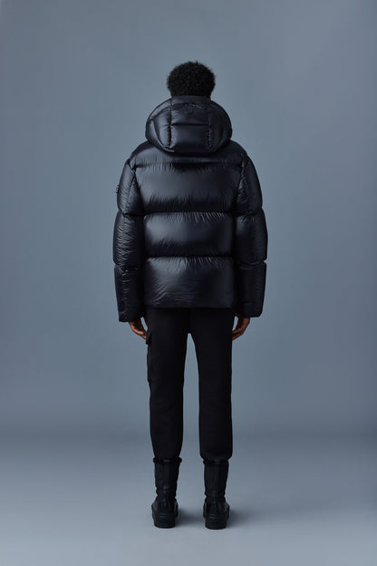 Mackage Kent-Z Black Lustrous Light Down Jacket with Hood