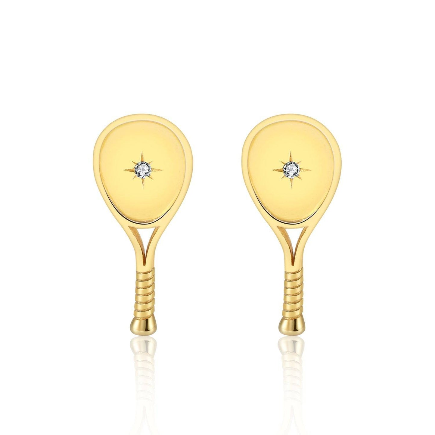 LoveMatch Tennis Racquet Stud Earrings Gold