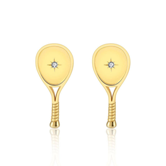 LoveMatch Tennis Racquet Stud Earrings Gold