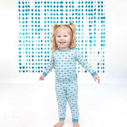 LONG SLEEVE TWO PIECE SETS- Blue Hearts