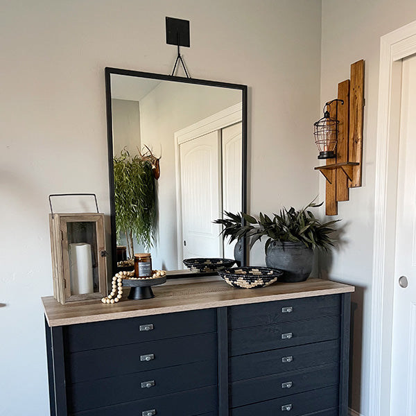 51 Inch Matte Black Hanging Mirror