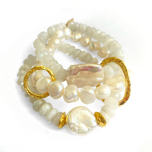 Moonstone and Pearl Triple