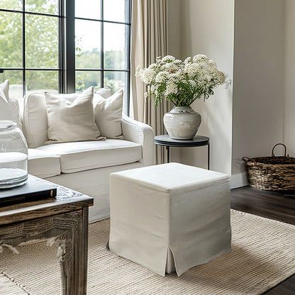 Deluxe Slipcover Upholstered Ottoman