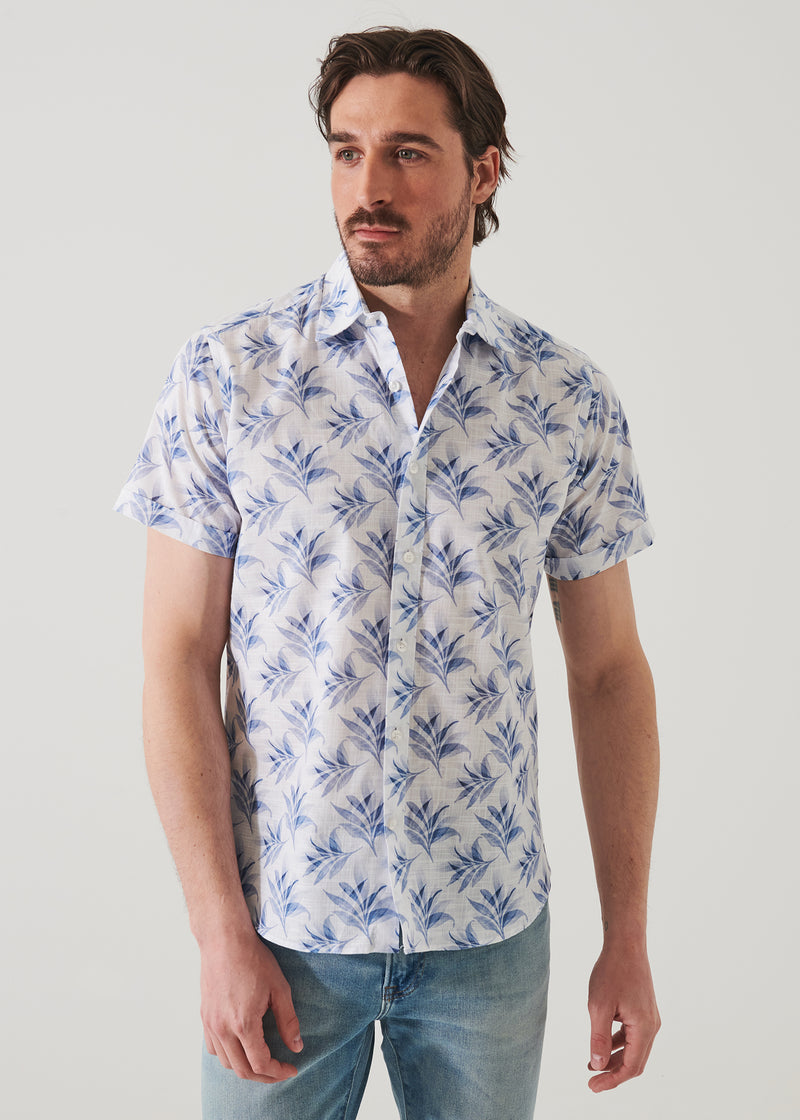 Patrick Assaraf Leaf Pattern Short Sleeve Shirt