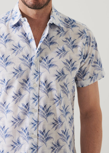 Patrick Assaraf Leaf Pattern Short Sleeve Shirt