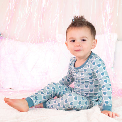 LONG SLEEVE TWO PIECE SETS- Blue Hearts