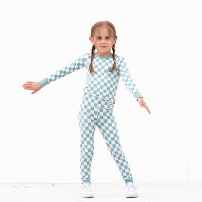 LONG SLEEVE 2 PIECE SETS- Sage Check
