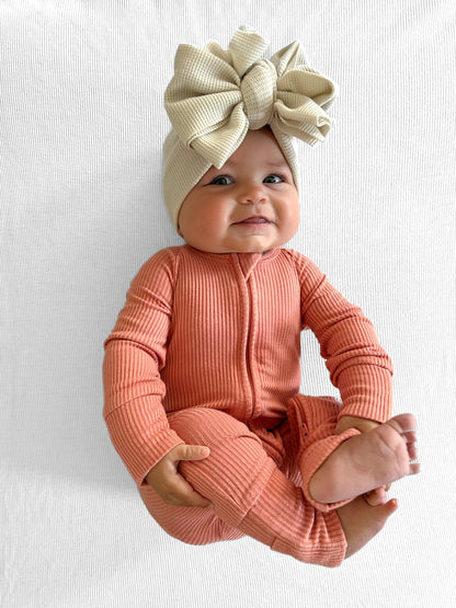 ZIP ROMPER - Red Rock Ribbed