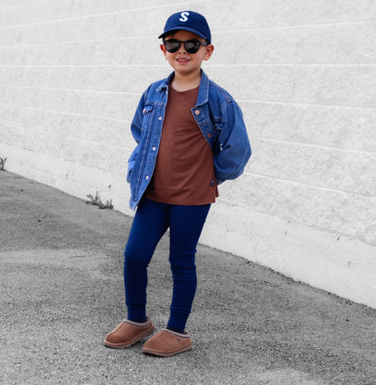 BAMBOO RIB LEGGINGS- Navy