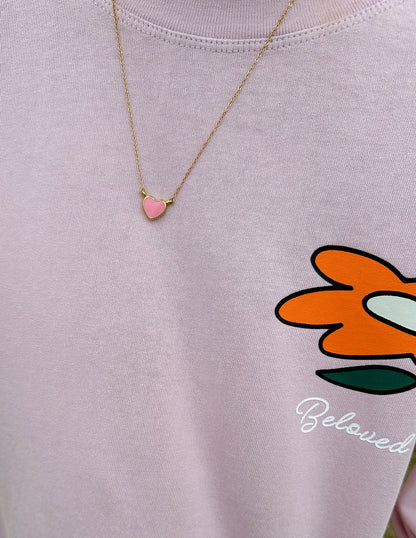 Pink Enamel Heart Necklace