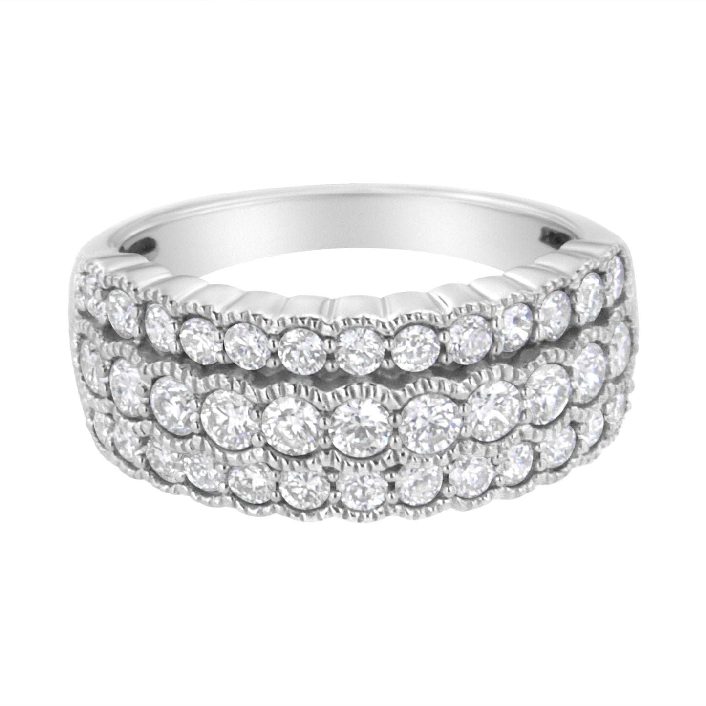 .925 Sterling Silver 1 3/8 Cttw Lab Grown Diamond Anniversary Band Ring (F-G Color,Vs2-Si1 Clarity) - Size 7