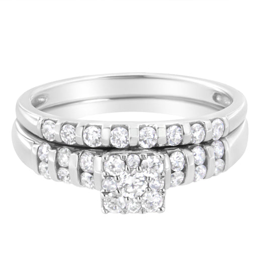 .925 Sterling Silver 3/4 Cttw Lab Grown Diamond Engagement Ring and Band Set (F-G Color, Vs2-Si1 Clarity) - Size 7