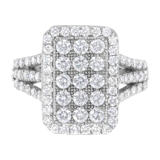 .925 Sterling Silver 1 9/10 Cttw Lab Grown Diamond Cluster Ring (F-G Color, Vs2-Si1 Clarity) - Size 7