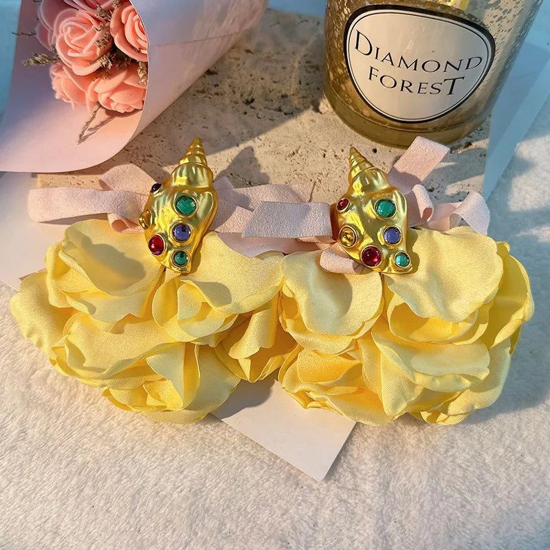 Handmade Cotton Long Tassel  Earrings