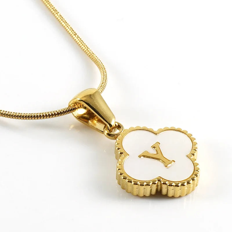 Lucky Clover Stainless Steel Pendant Necklace