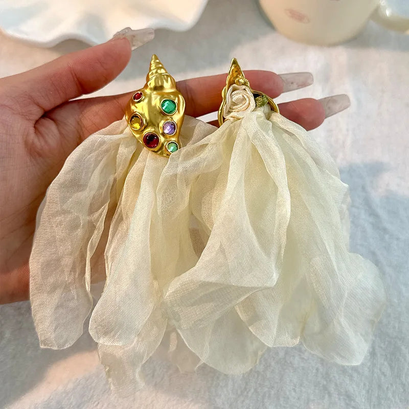 Handmade Cotton Long Tassel  Earrings