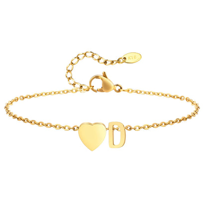 Women Heart Initial Stainless Steel Personalized Anklet Bracelets
