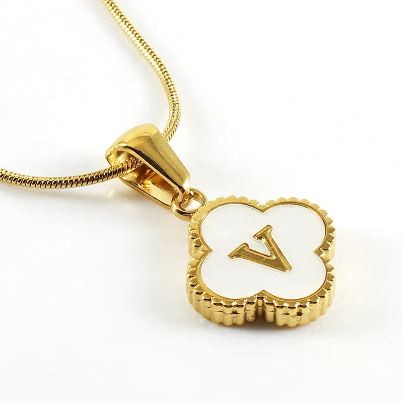Lucky Clover Stainless Steel Pendant Necklace
