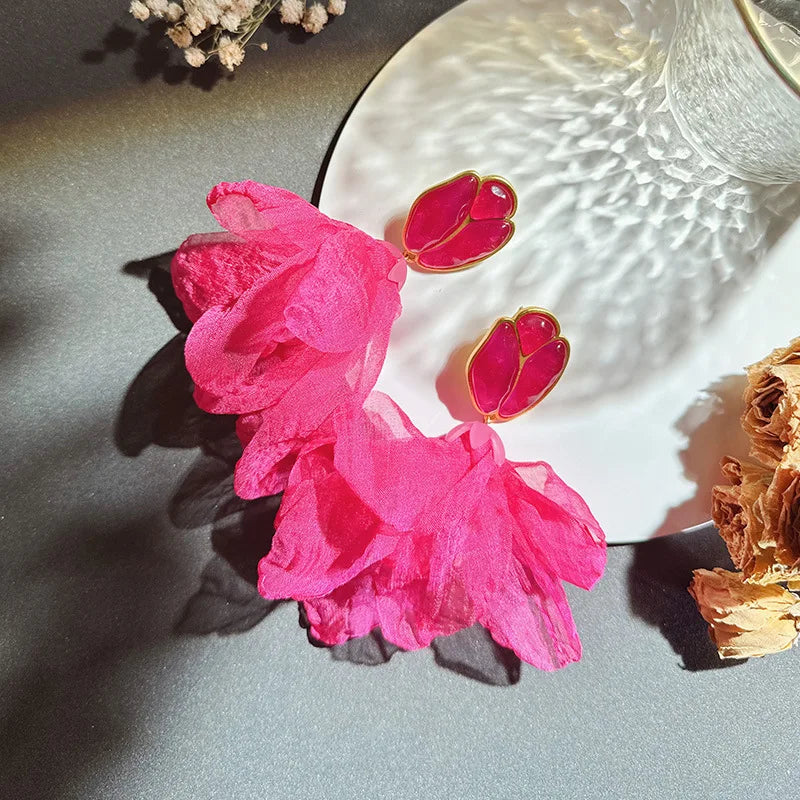 Handmade Cotton Long Tassel  Earrings