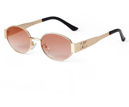 Retro Metal Frame Oval Sunglasses
