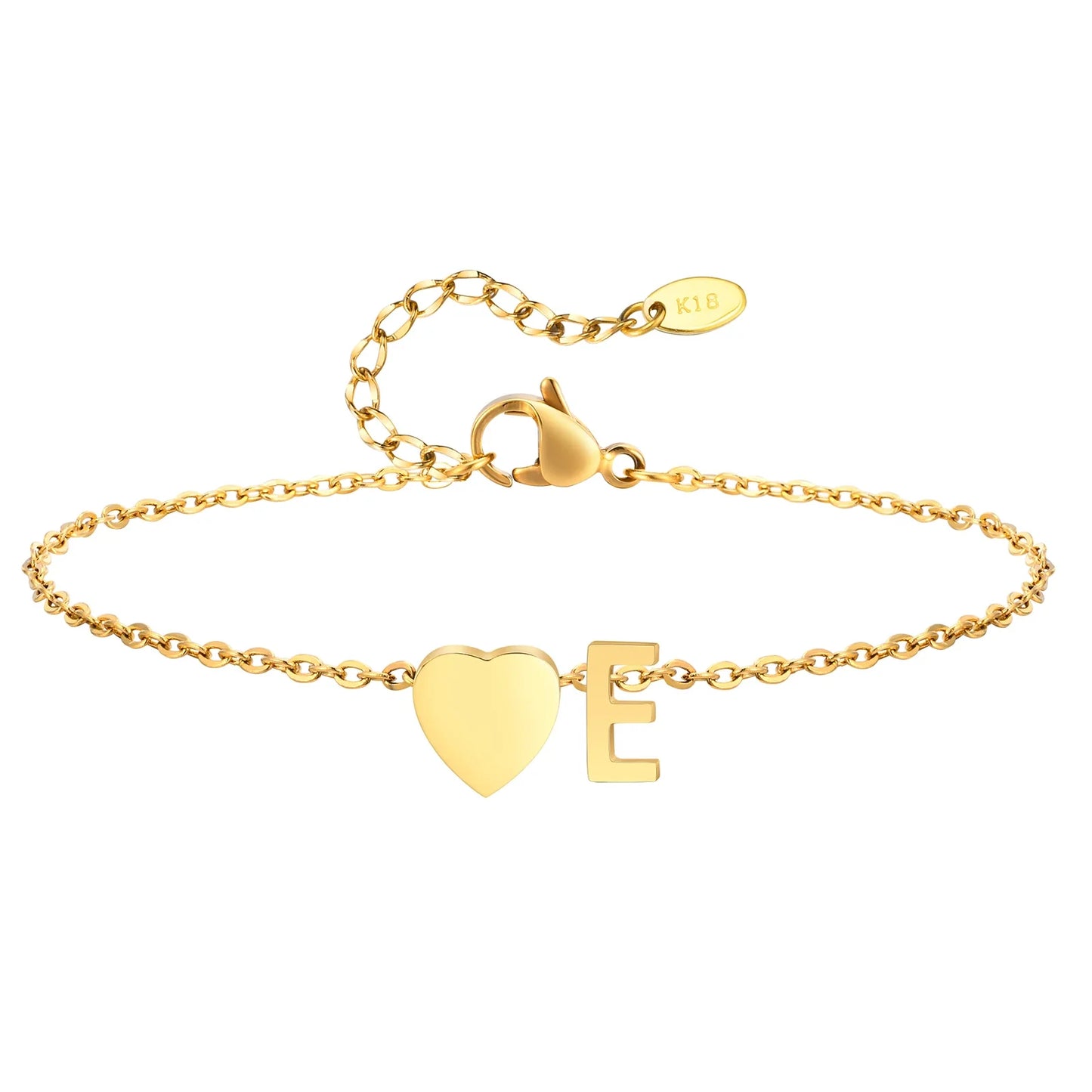 Women Heart Initial Stainless Steel Personalized Anklet Bracelets