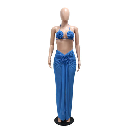 Flower pop three piece swimsuit