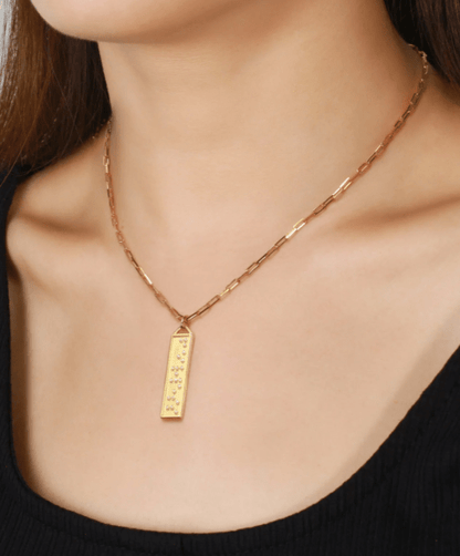 Touchstone I Love You Bar Necklace Gold