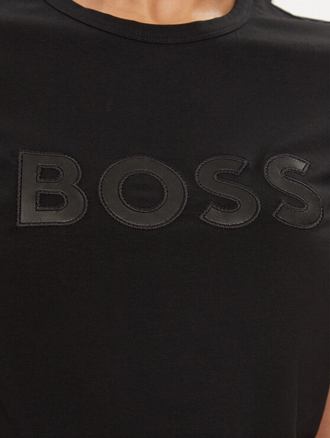 Hugo Boss Eventsa4 Black Leather Logo Cotton T-Shirt