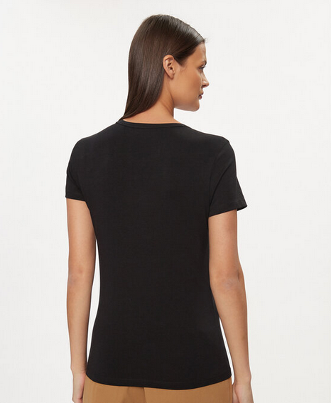 Hugo Boss Eventsa4 Black Leather Logo Cotton T-Shirt