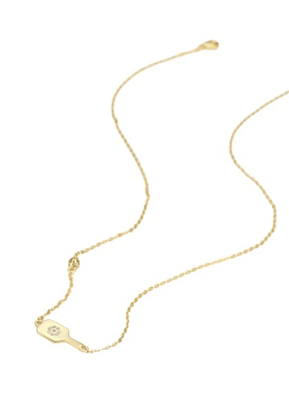 Pickleball Dainty Dinker Flower Paddle Gold Necklace