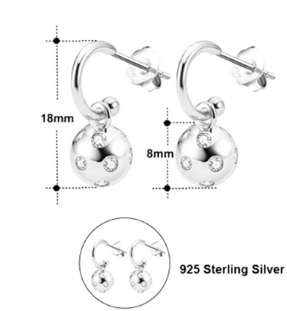 Pickleball Huggie Hoop Silver Earrings