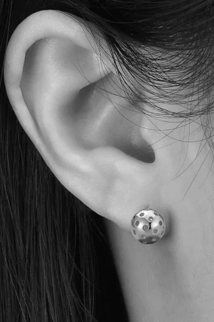 Pickleball Ball Stud Earrings SIlver