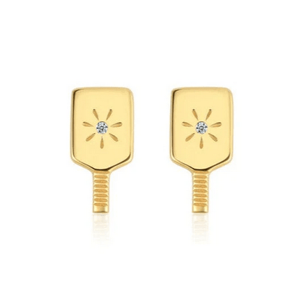 Pickleball Paddle Stud Earrings Gold