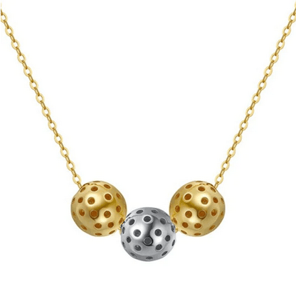 Pickleball Trio Three Ball Necklace G/S