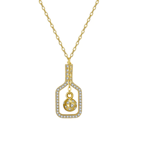 Pickleball The Mini Volley Plus Gold Necklace