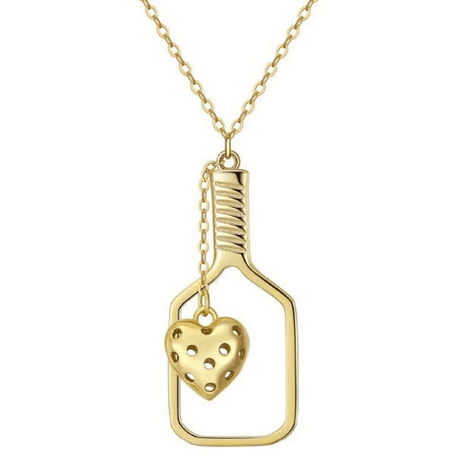 Pickleball Heart Necklace Gold