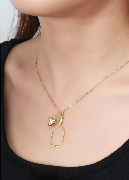 Pickleball Heart Necklace Gold