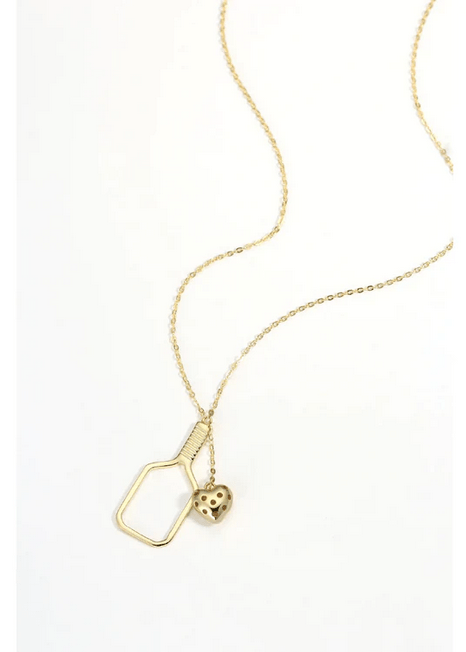 Pickleball Heart Necklace Gold