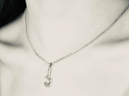 Pickleball Solitaire Paddle and Stone Silver  Necklace