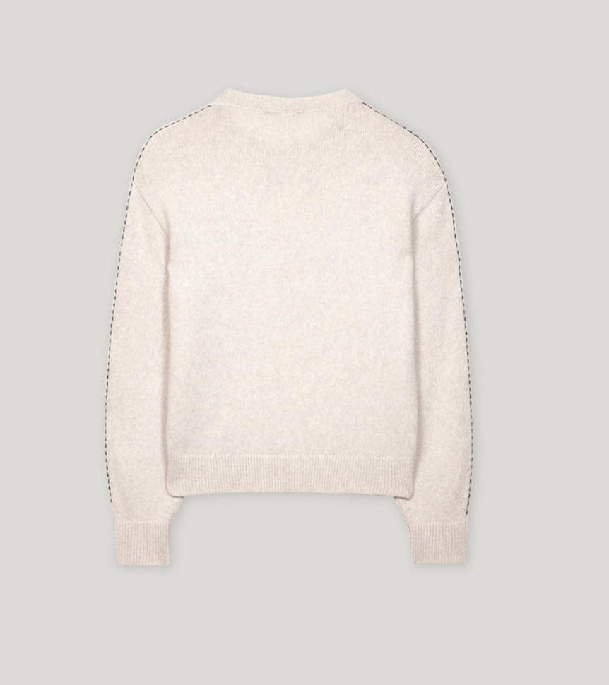 Luisa Cerano Beige Contrast Stitch Sweater