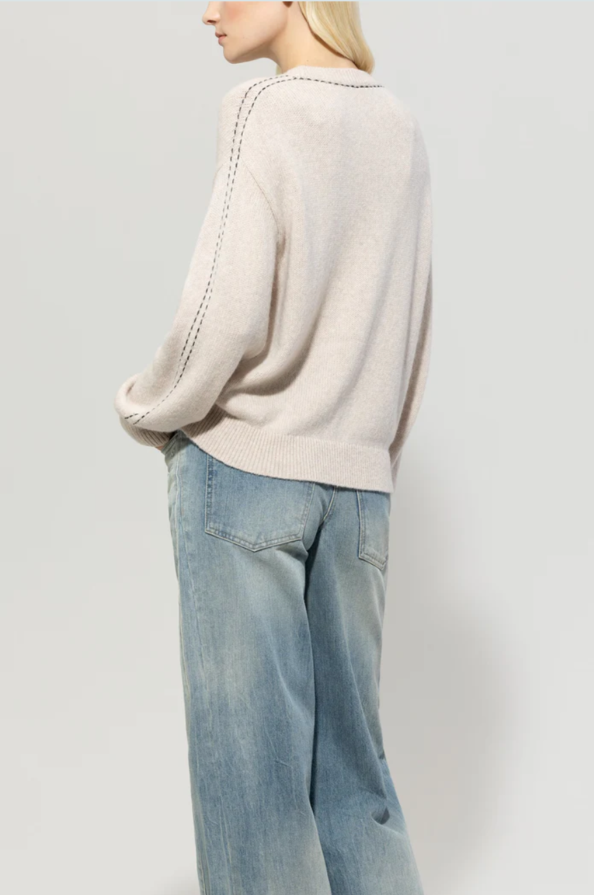 Luisa Cerano Beige Contrast Stitch Sweater