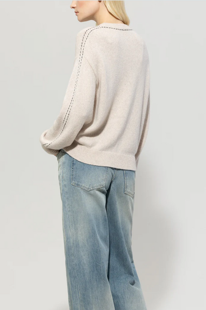 Luisa Cerano Beige Contrast Stitch Sweater