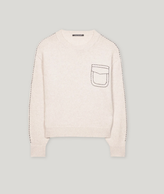 Luisa Cerano Beige Contrast Stitch Sweater