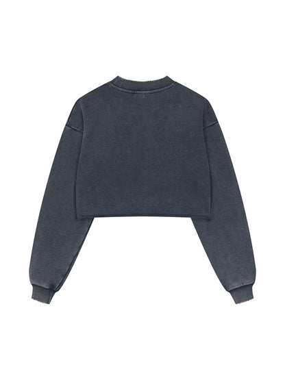 ESSNTIAL ELEMNTS 380G Women's Washed Raw Edge Crop